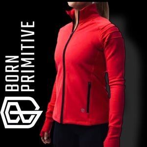 Born Primitive Unmatched Moto Zip Up Jacket | Lava Red | Size Small | EUC